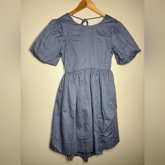 Oak + Fort Puff Sleeve 100% Cotton Mini Dress / Tempest - Picture 7 of 11